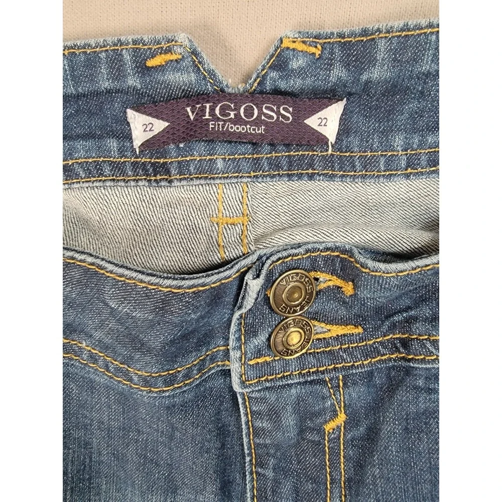 Vigoss Bootcut Jeans Womens 22 Medium Wash Flap Pocket Stretch Denim Blue